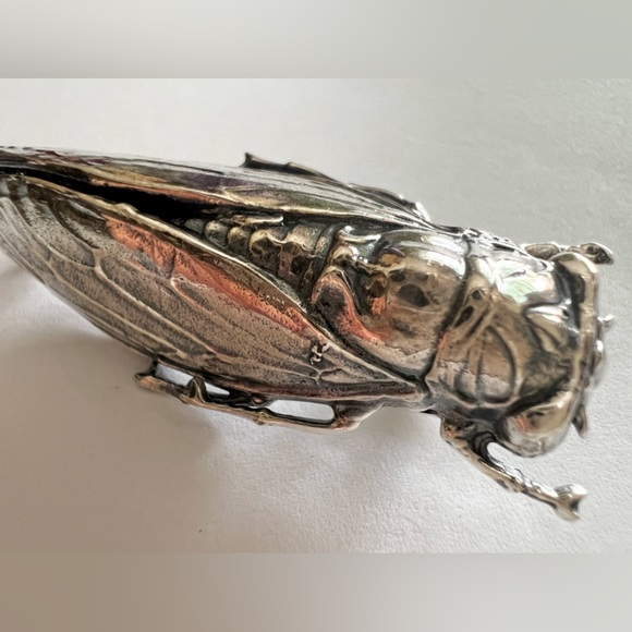 Gorgeous Cicada pin brooch STERLING SILVER - Picture 3 of 14